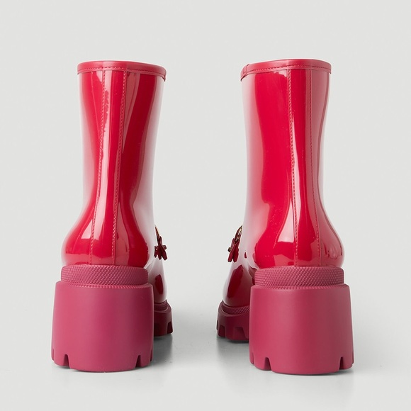 GUCCI Trip Horsebit Ankle Rain Boots in Red - Picture 10 of 14
